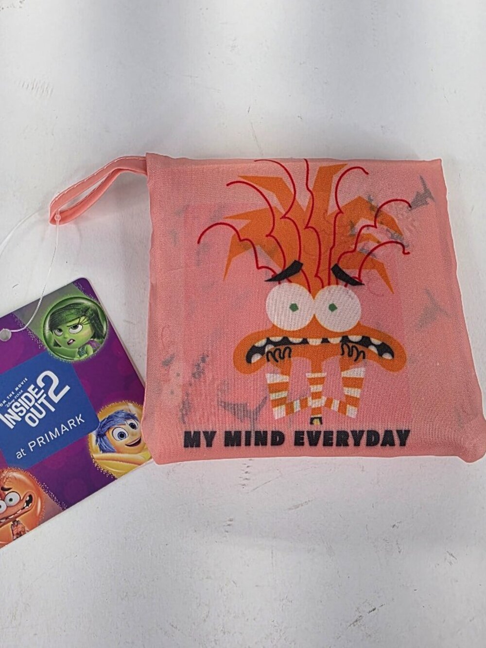 PRIMARK Inside Out 2 Anxiety Foldaway Shopper Tote Bag Packable NWT
